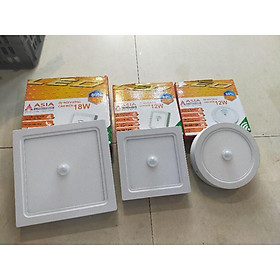 Đèn trần trang trí phòng khách ốp trần tường thạch cao ốp nổi cảm biến ASIA - Tròn,Trắng 12W