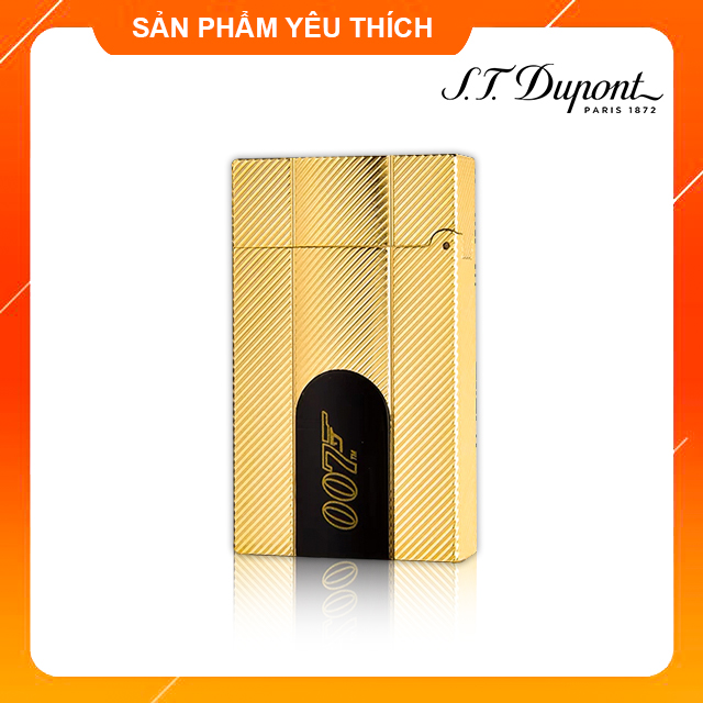 Hộp Quẹt Bật Lửa Dupont D202V Họa Tiết Kẻ Chéo, Khắc Chữ 007 - Dùng Gas Đá Cao Cấp