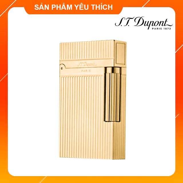 Hộp Qụet Bật Lửa Dupont D68V Họa Tiết Kẻ Dọc Màu Vàng - Dùng Gas Cao Cấp