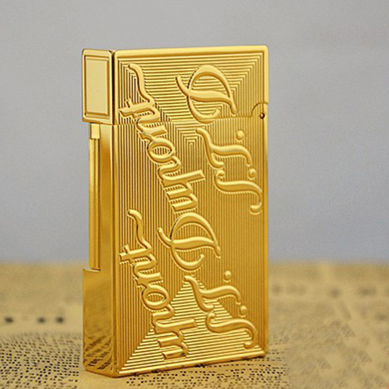 Hộp Quẹt Bật Lửa Dupont Vàng Khắc Nổi Chữ S.T.Dupont D05V Dùng Gas Dòng 2 Lỗ Tiếng Kêu Hay Cầm Chắc Tay - Dùng Gas Đá Cao Cấp