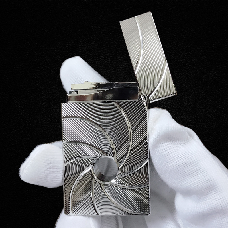 Bật Lửa Ga Đá Dupont D-117T Họa Tiết Đục Lỗ Xoáy Tròn Cao Cấp