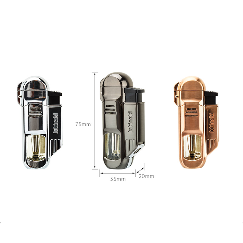 Hột Quẹt Bật Lửa Gas Lubinski YJA-10027 Khò 4 Tia Cực Mạnh Kèm Đục Cigar Tiện Lợi Nhiều MàuNhìn Rõ Lượng Gas
