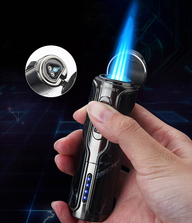 Hột Quẹt Bật Lửa Gas Honest BCZ-792 Lửa Khò 3 Tia Tích Hợp Gác Và Đục Xì Ga- Nhiều Màu