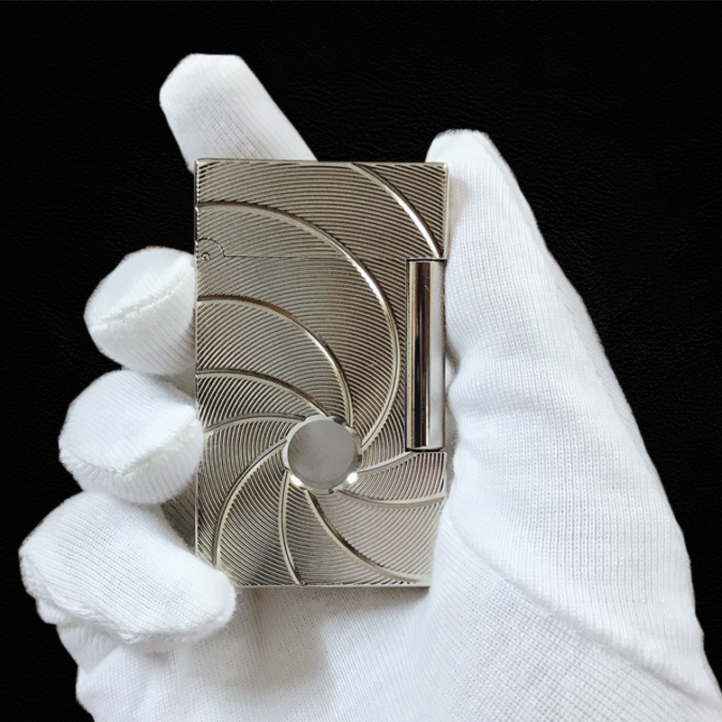 Bật Lửa Ga Đá Dupont D-117T Họa Tiết Đục Lỗ Xoáy Tròn Cao Cấp