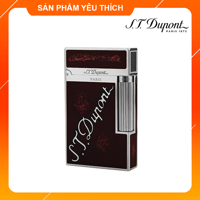 Hộp Quẹt Bật Lửa Dupont D162B Sơn Mài Nền Đen Chấm Đỏ Cạnh Bạc Khắc Chữ Cao Cấp