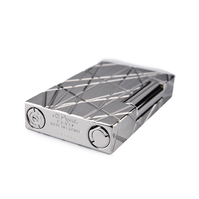 Hộp Qụet Bật Lửa Dupont Khắc Chìm Cắt Chéo Độc Lạ D186B Màu Bạc Đẹp, Độc Lạ - Dùng Gas Đá Cao Cấp