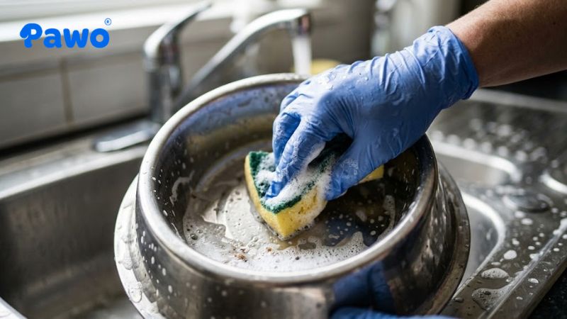 Bát ăn, bát uống nước là nơi dễ tích tụ vi khuẩn từ thức ăn thừa và nước bọt