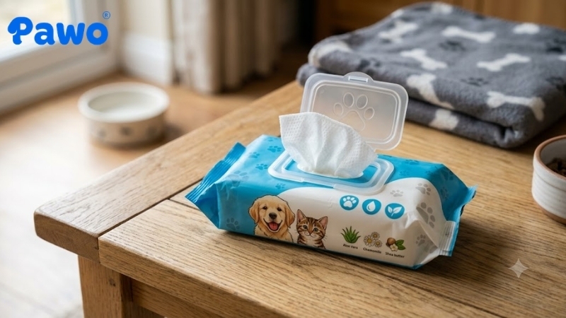 Khăn lau dịu nhẹ giúp làm sạch các vùng nhạy cảm và khử mùi hôi cho chó mèo cấp tốc.