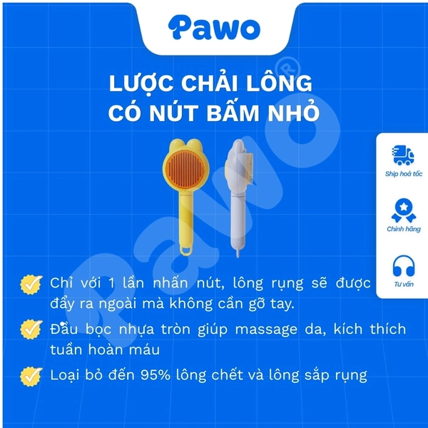 Lược chải lông Cleanpet nút bấm tự đẩy lông tiện lợi, giúp vệ sinh sạch sẽ chỉ trong 1 giây.