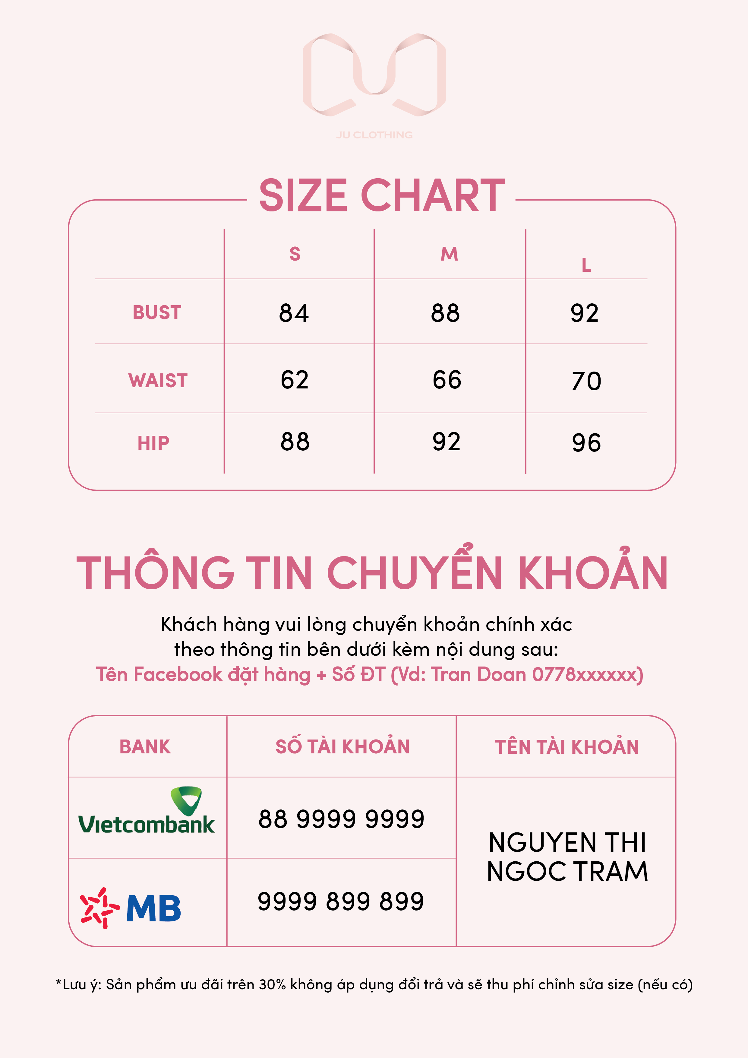 bảng size natalie dress