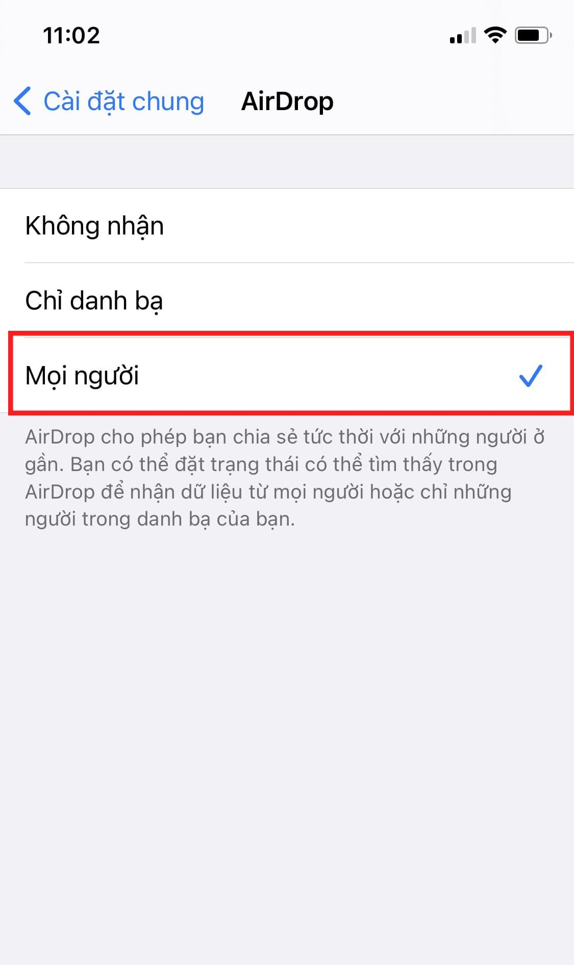 Chuyển dữ liệu AirDrop