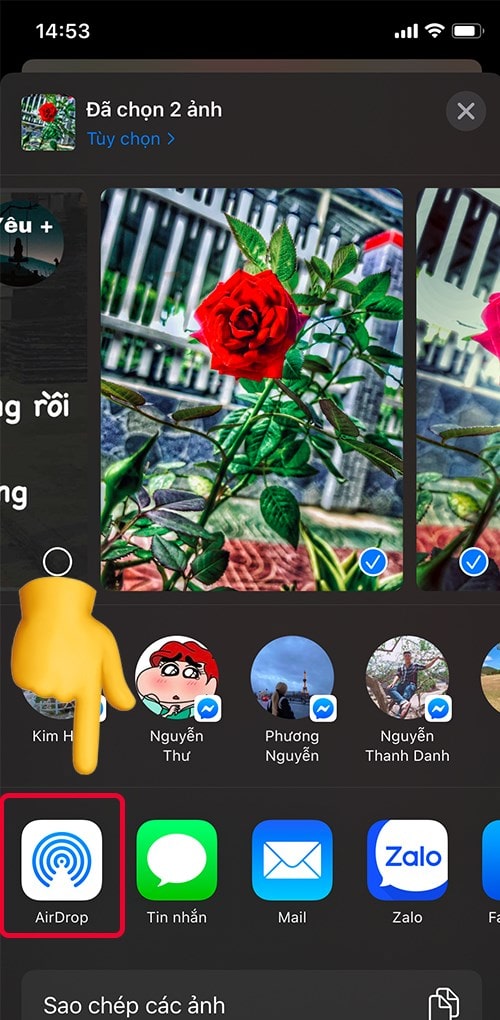 Chuyển dữ liệu AirDrop