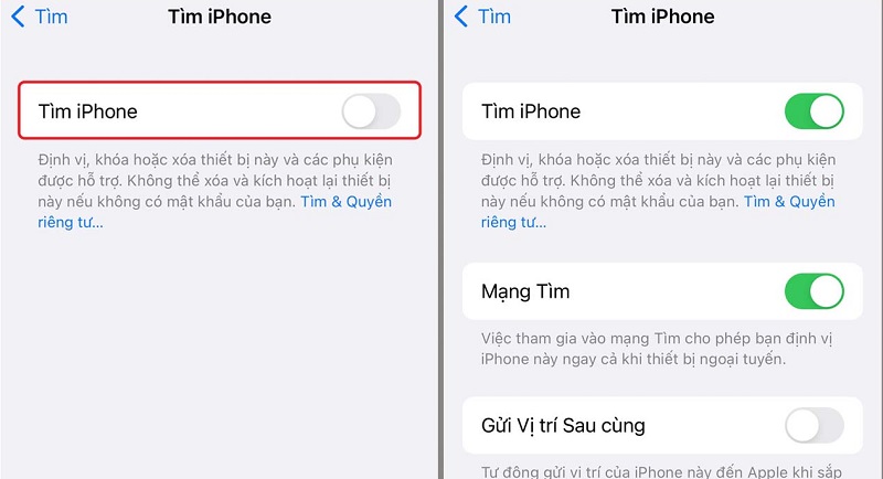 Kích hoạt tính năng tìm iPhone ngay khi sử dụng