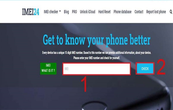Kiểm tra iPhone bị ẩn iCloud trên trang imei24.com