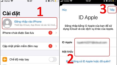 Bạn nên cập nhật lại thông tin đăng nhập iCloud