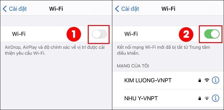 Bước 1 khởi động lại mạng