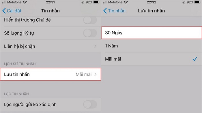 Hãy xóa bỏ những tin nhắn không cần thiết