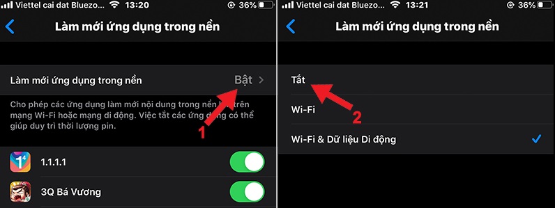 Nên tắt các ứng dụng chạy nền để tiết kiệm pin