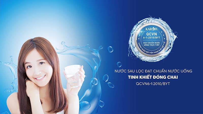 máy lọc nước nóng lạnh Karofi KAD-N69 đạt chuẩn nước uống tinh khiết đóng chai QCVN 6-1:2010 BYT