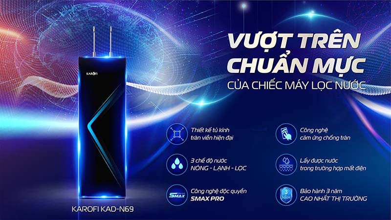 Máy lọc nước nóng lạnh Karofi KAD-N69