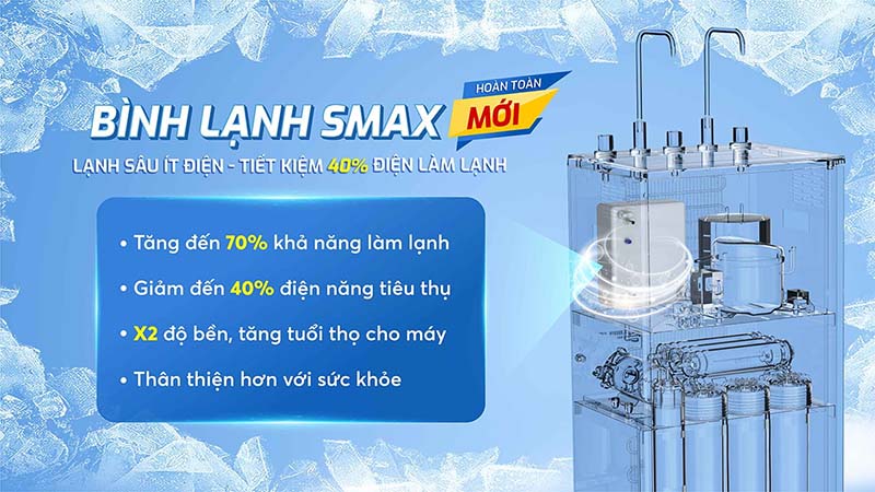 Máy lọc nước Karofi KAD-L56 sử dụng bình lạnh Smax