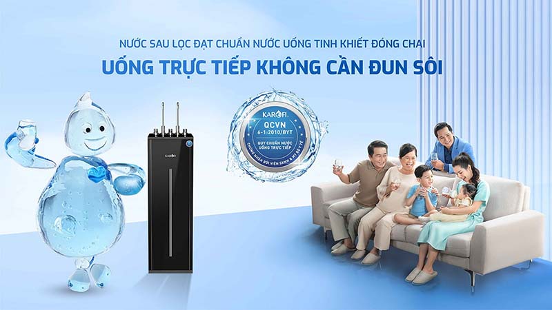 Máy lọc nước Karofi KAD-L56 đạt chuẩn nước uống trực tiếp