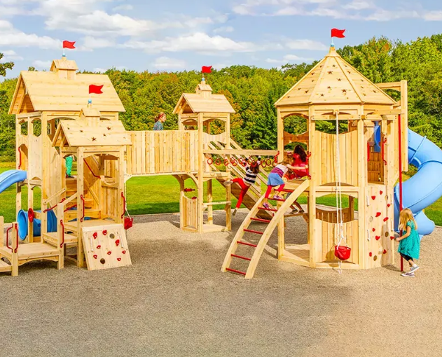 Cầu trượt liên hoàn gỗ LHGOKB02 Dochoikinhbac Giải trí siêu hấp dẫn từ khu vui chơi trẻ em