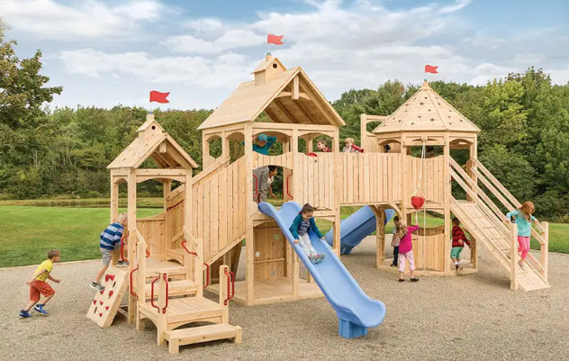 Cầu trượt liên hoàn gỗ LHGOKB02 Dochoikinhbac Giải trí siêu hấp dẫn từ khu vui chơi trẻ em