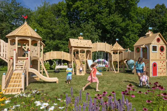 Cầu trượt liên hoàn gỗ LHGOKB02 Dochoikinhbac Giải trí siêu hấp dẫn từ khu vui chơi trẻ em