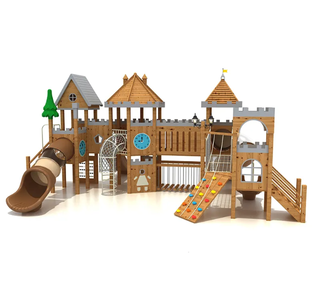 Cầu trượt liên hoàn gỗ LHGOKB03 Dochoikinhbac Giải trí siêu hấp dẫn từ khu vui chơi trẻ em