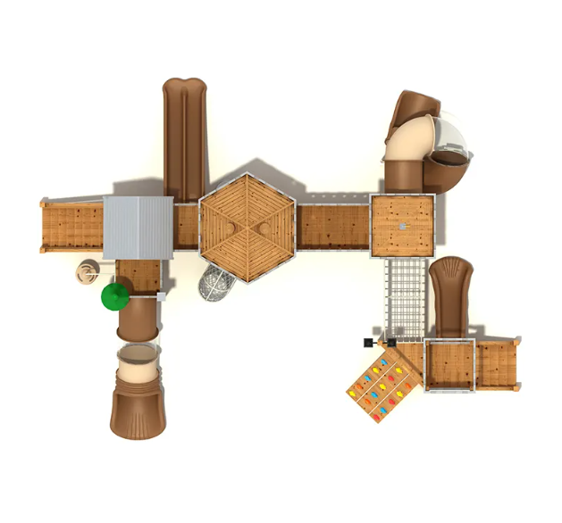 Cầu trượt liên hoàn gỗ LHGOKB03 Dochoikinhbac Giải trí siêu hấp dẫn từ khu vui chơi trẻ em