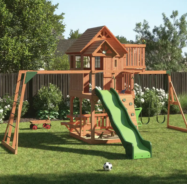 Cầu trượt liên hoàn gỗ LHGOKB04 Dochoikinhbac Giải trí siêu hấp dẫn từ khu vui chơi trẻ em