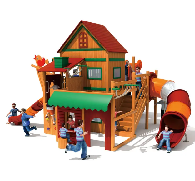 Cầu trượt liên hoàn gỗ LHGOKB06 Dochoikinhbac Giải trí siêu hấp dẫn từ khu vui chơi trẻ em