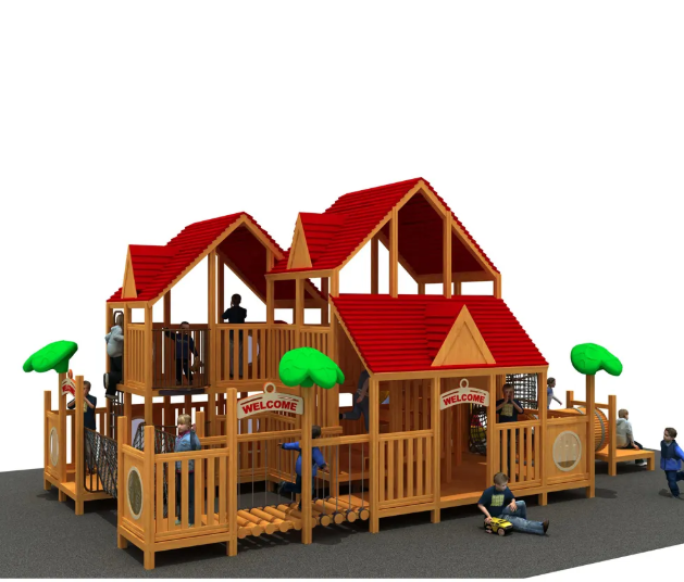 Cầu trượt liên hoàn gỗ LHGOKB07 Dochoikinhbac Giải trí siêu hấp dẫn từ khu vui chơi trẻ em