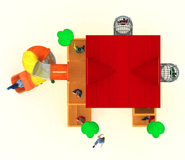 Cầu trượt liên hoàn gỗ LHGOKB08 Dochoikinhbac Giải trí siêu hấp dẫn từ khu vui chơi trẻ em