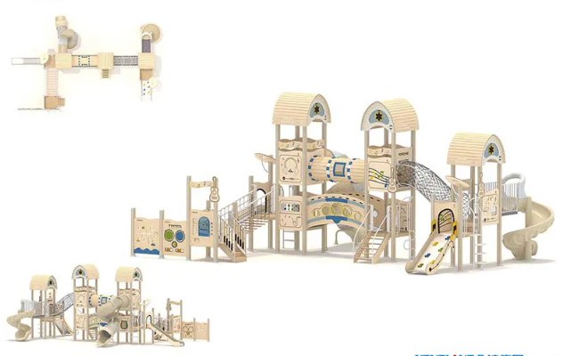 Cầu trượt liên hoàn gỗ LHGOKB10 Dochoikinhbac Giải trí siêu hấp dẫn từ khu vui chơi trẻ em