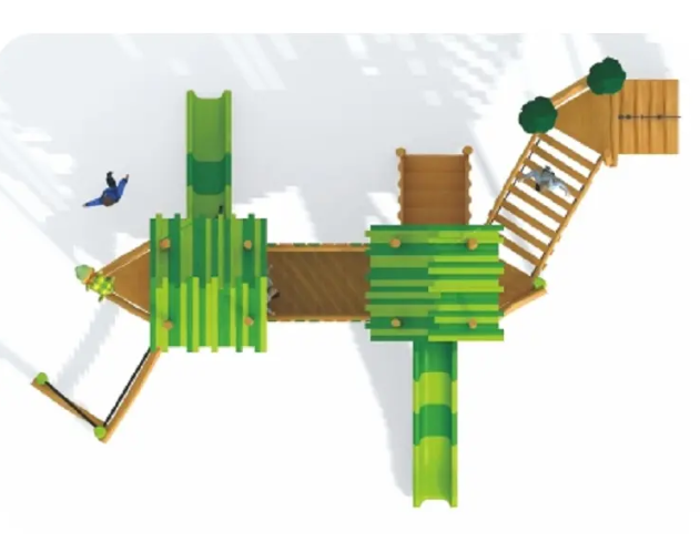 Cầu trượt liên hoàn gỗ LHGOKB14 Dochoikinhbac Giải trí siêu hấp dẫn từ khu vui chơi trẻ em