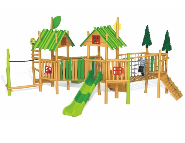 Cầu trượt liên hoàn gỗ LHGOKB14 Dochoikinhbac Giải trí siêu hấp dẫn từ khu vui chơi trẻ em