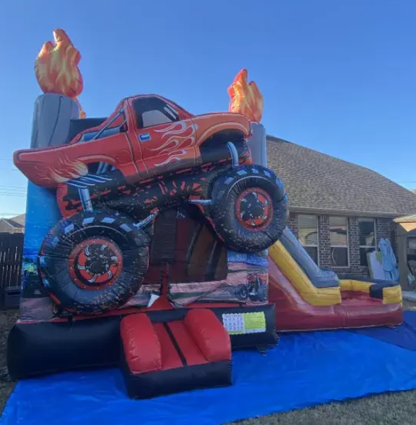 Nhà phao xe tải quái vật kết hợp hồ bơi NHNPKB14 Dochoikinhbac Trò chơi vận động siêu hấp dẫn