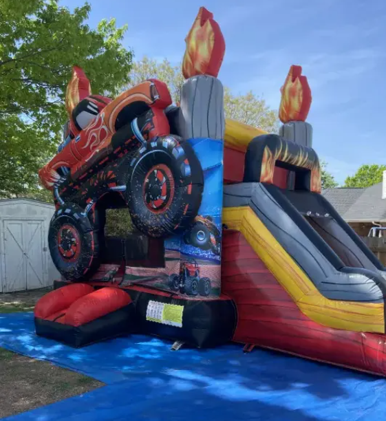 Nhà phao xe tải quái vật kết hợp hồ bơi NHNPKB14 Dochoikinhbac Trò chơi vận động siêu hấp dẫn