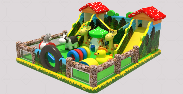 Nhà phao nhà hơi liên hoàn NPNHLHKB07 Dochoikinhbac - Khu trò chơi phao hơi vui nhộn