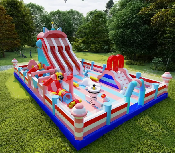 Nhà phao nhà hơi liên hoàn NPNHLHKB08 Dochoikinhbac - Khu trò chơi phao hơi vui nhộn