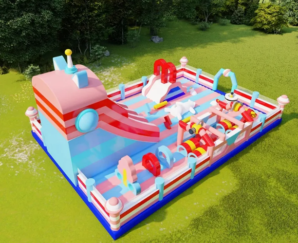 Nhà phao nhà hơi liên hoàn NPNHLHKB08 Dochoikinhbac - Khu trò chơi phao hơi vui nhộn