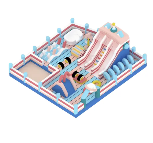 Nhà phao nhà hơi liên hoàn NPNHLHKB10 Dochoikinhbac - Khu trò chơi phao hơi vui nhộn