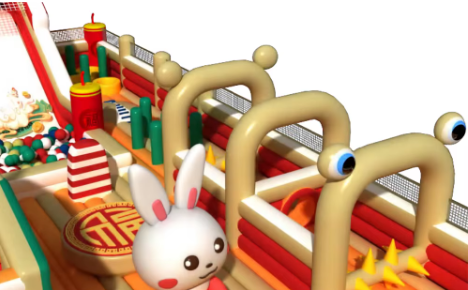 Nhà phao nhà hơi liên hoàn NPNHLHKB13 Dochoikinhbac - Khu trò chơi phao hơi vui nhộn