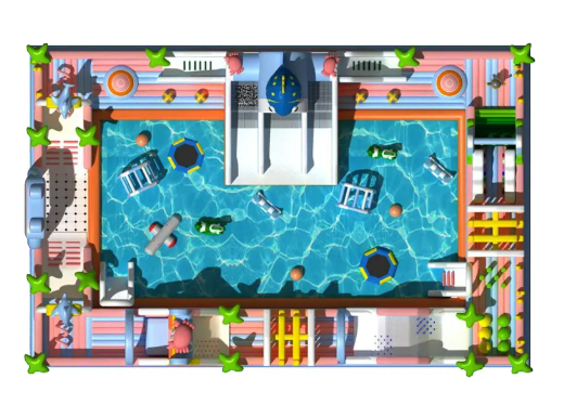 Nhà phao nhà hơi liên hoàn NPNHLHKB16 Dochoikinhbac - Khu trò chơi phao hơi vui nhộn