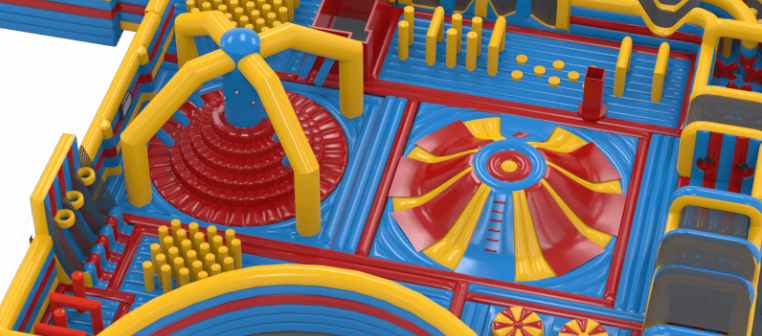 Nhà phao nhà hơi liên hoàn NPNHLHKB34 Dochoikinhbac - Khu trò chơi phao hơi vui nhộn