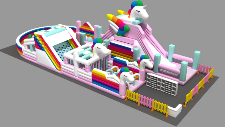 Nhà phao nhà hơi liên hoàn NPNHLHKB40 Dochoikinhbac - Khu trò chơi phao hơi vui nhộn