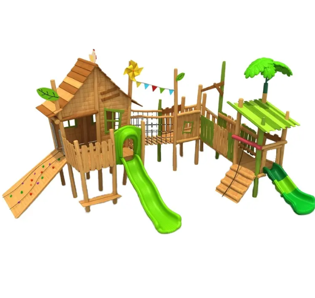 Cầu trượt liên hoàn gỗ LHGOKB16 Dochoikinhbac Giải trí siêu hấp dẫn từ khu vui chơi trẻ em