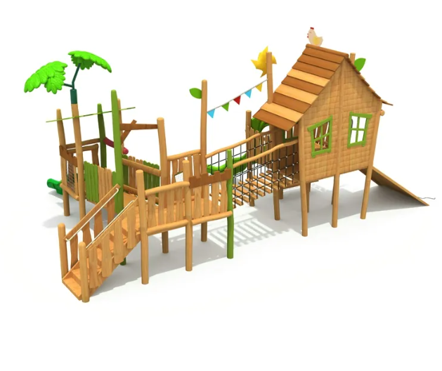 Cầu trượt liên hoàn gỗ LHGOKB16 Dochoikinhbac Giải trí siêu hấp dẫn từ khu vui chơi trẻ em